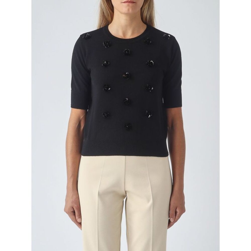 Meimeij Women Meimeij Sequin-Embellished Short-Sleeved Wool Knit Top
